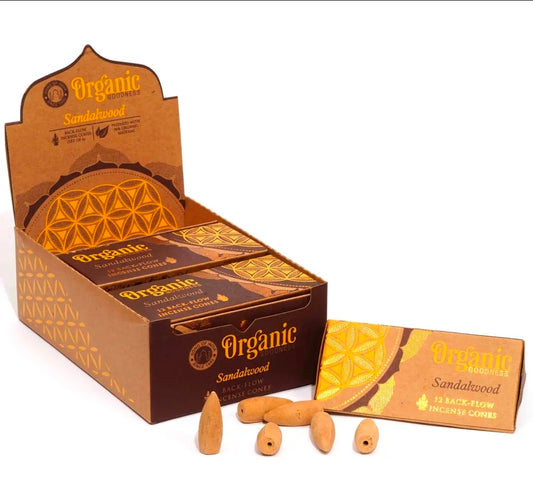 Organic Goodness Backflow Cones - Sandalwood 12pc (NEW-OPEN) | 3569