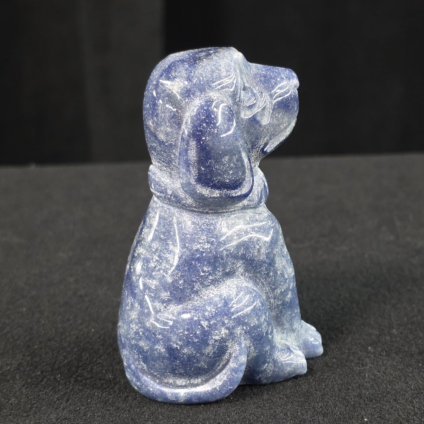Blue Goldstone Dog Carving | 1087