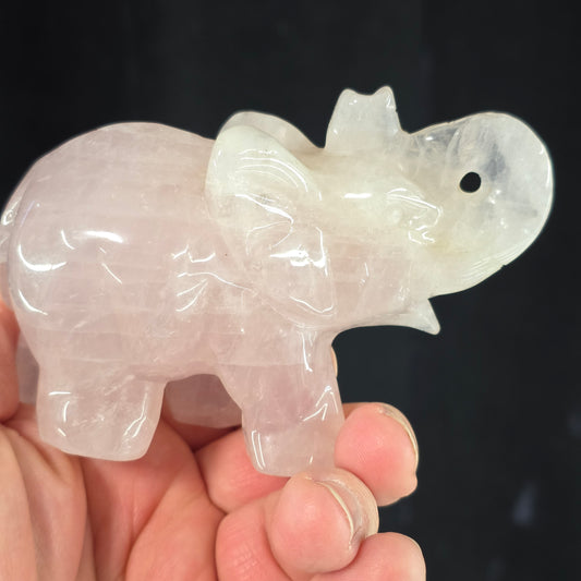 Rose Quartz Elephant Carving | 1430