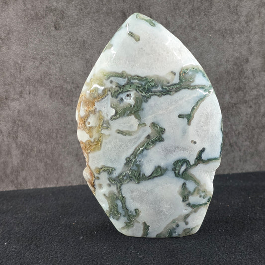 Moss Agate Flame Carving | 2118