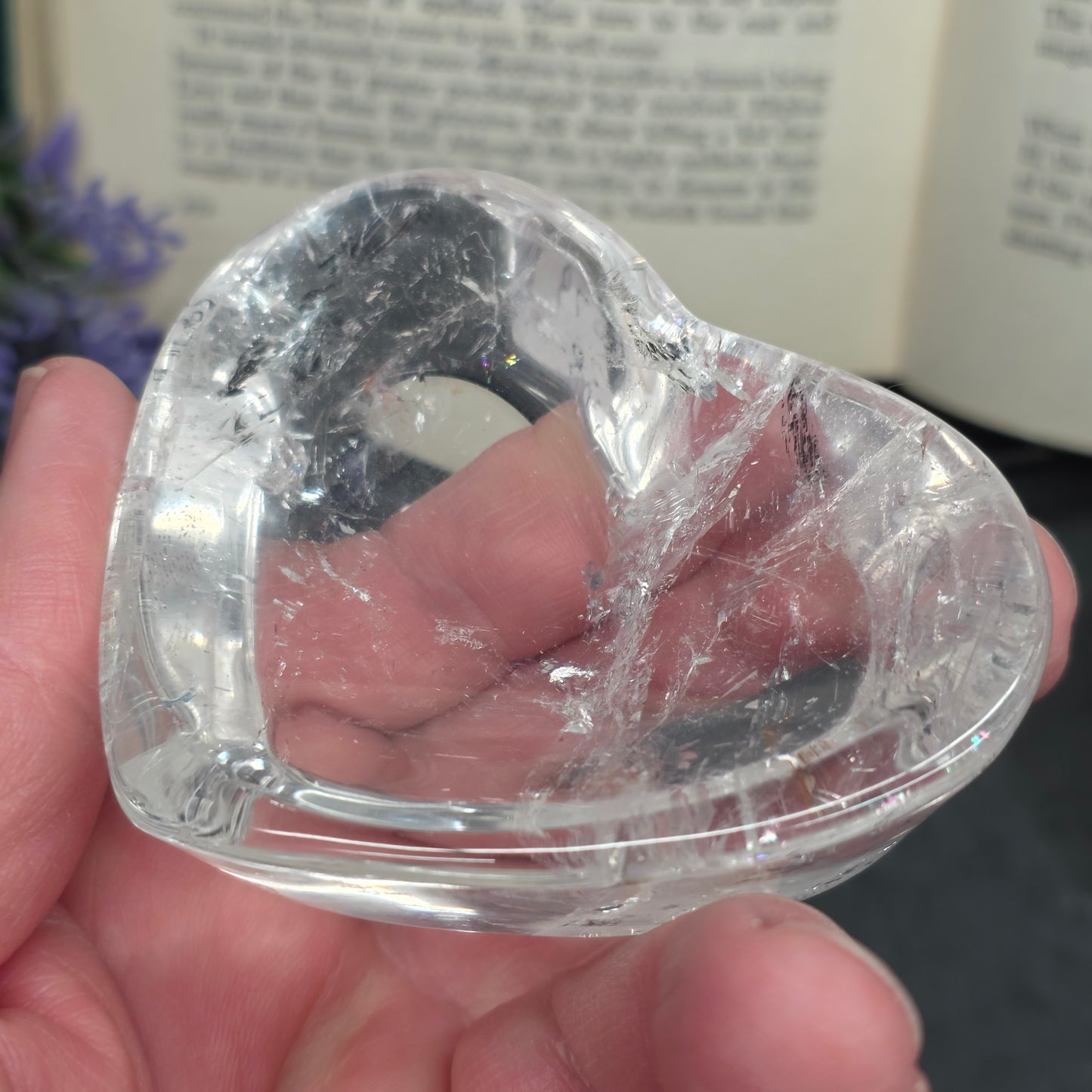 Clear Quartz Heart Bowl Carving | 1579