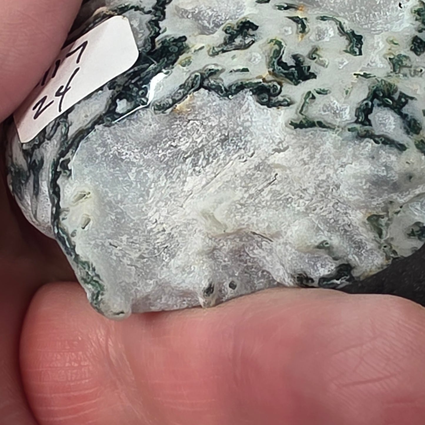 Moss Agate Flame Carving (discounted) | 2117