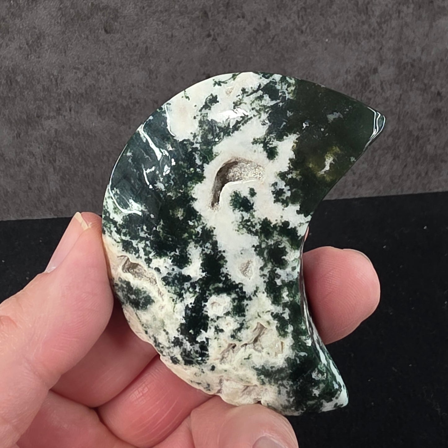Moss Agate Moon Carving | 1926