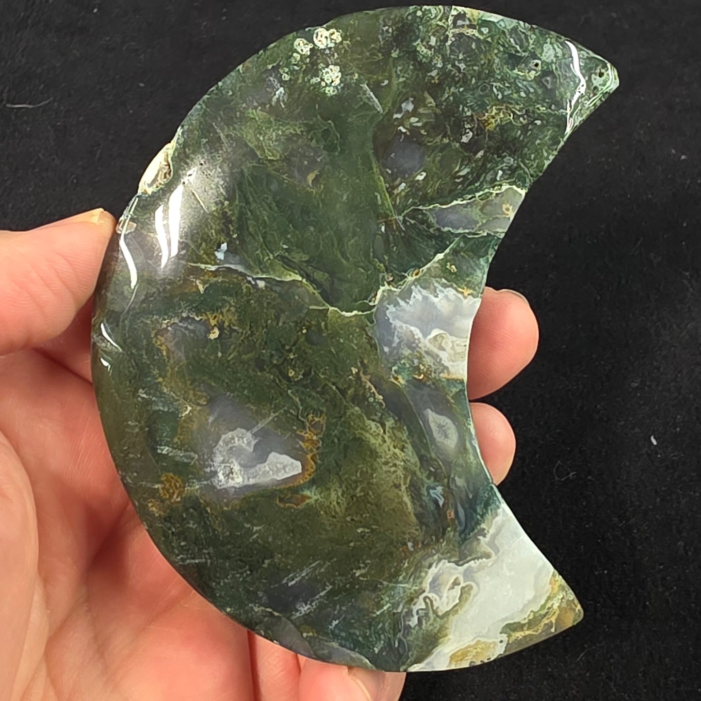 Moss Agate Moon Carving | 1933