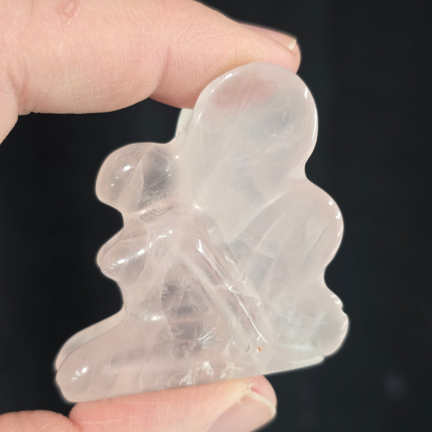 Rose Quartz Kneeling Fairy Carving | 2966