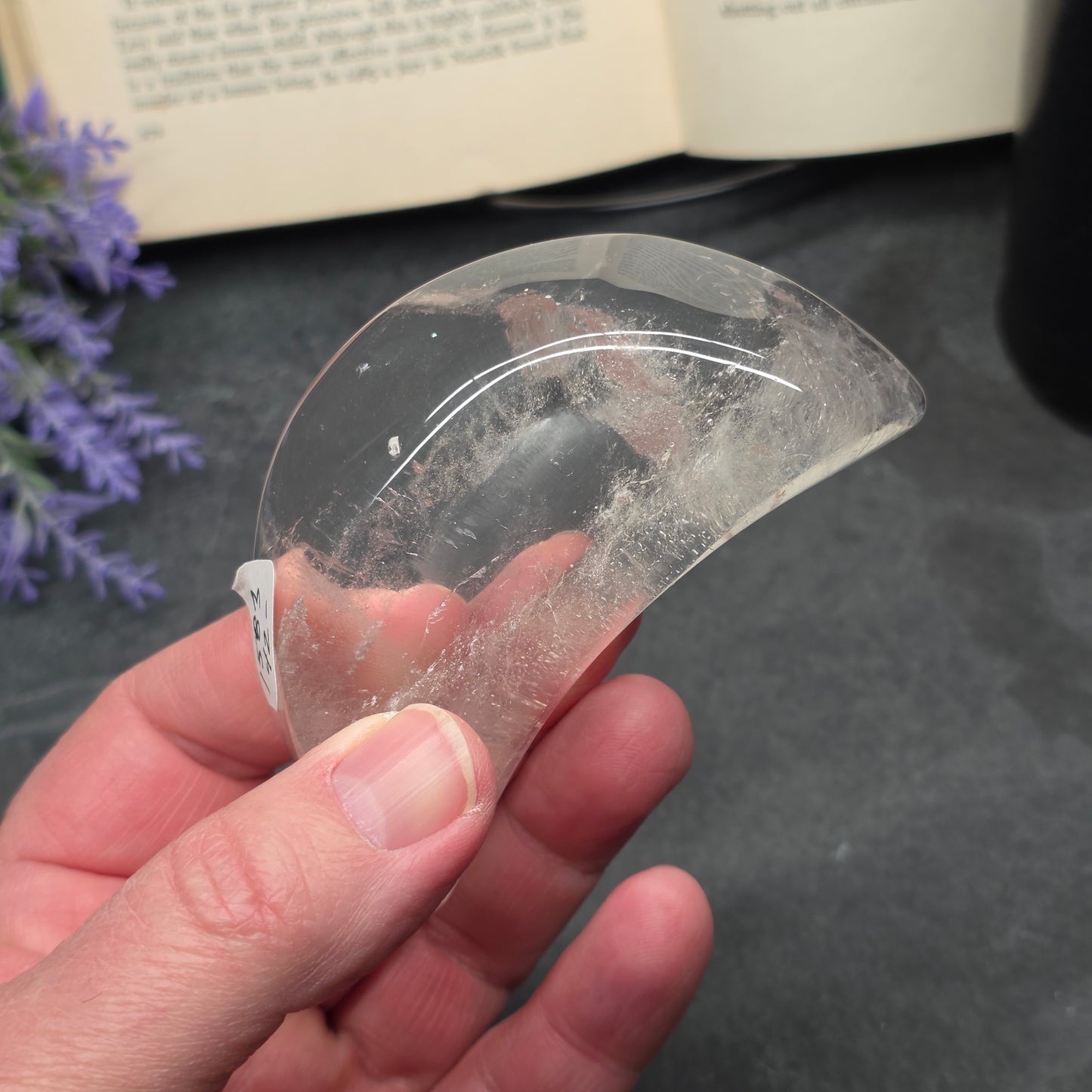 Clear Quartz Moon Bowl Carving | 1583