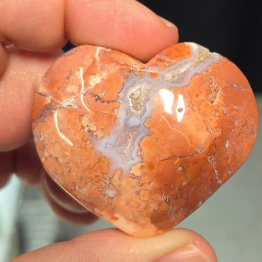 Cotton Candy Agate Heart Carving | 2044