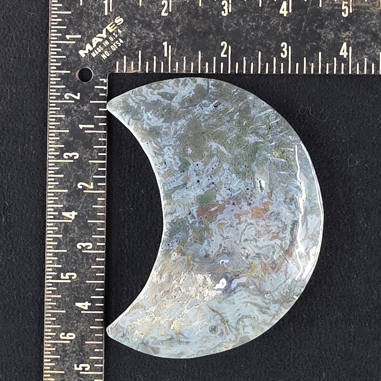 Moss Agate Moon Carving | 1932