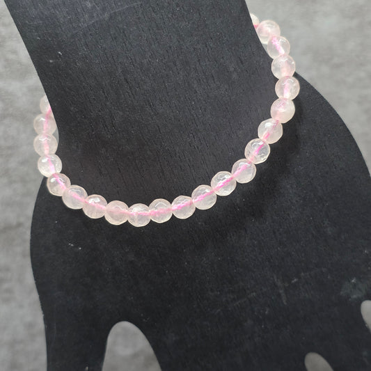 Rose Quartz Bead Bracelet - Faceted | 3339