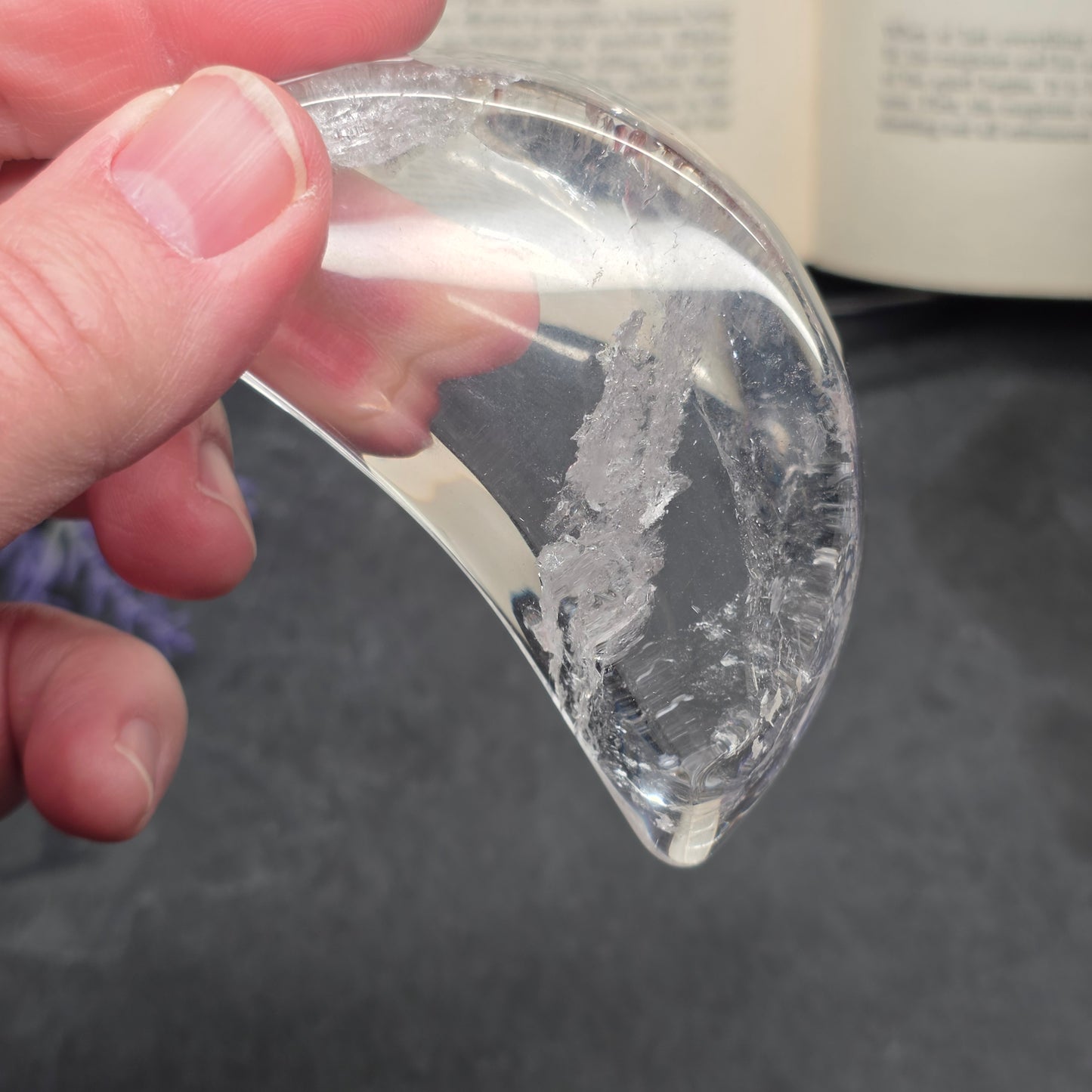Clear Quartz Moon Bowl Carving | 1581