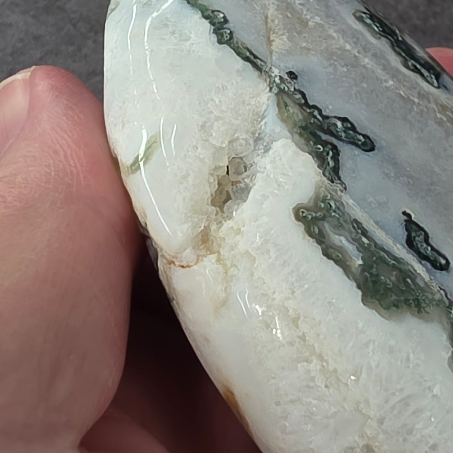 Moss Agate Flame Carving | 2113