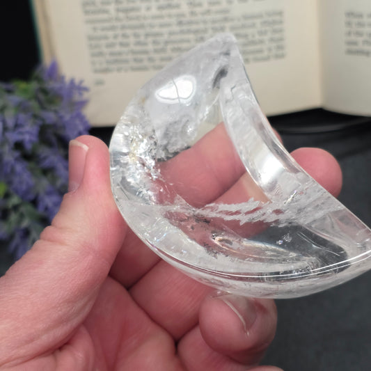 Clear Quartz Moon Bowl Carving | 1581