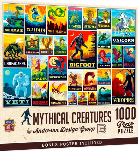 Vintage Posters - Mythical Creatures 1000 Piece Jigsaw Puzzle (NEW-SEALED) | 3265