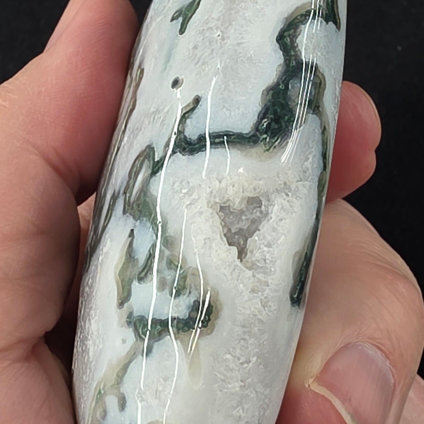 Moss Agate Flame Carving | 2118