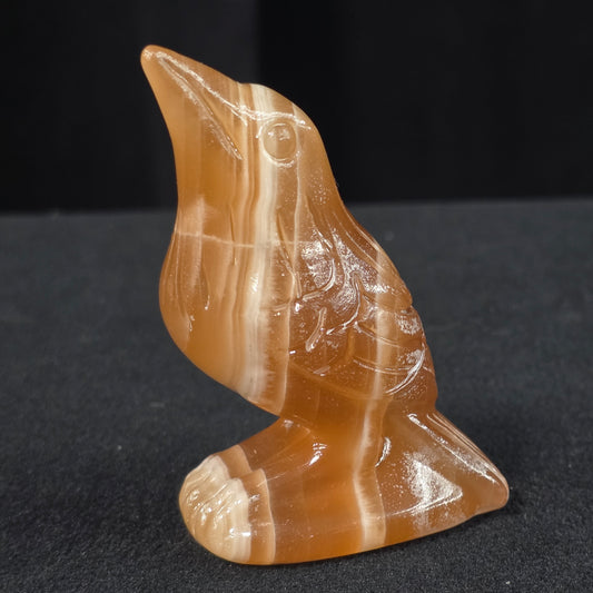 Orange Calcite Raven Carving | 1092