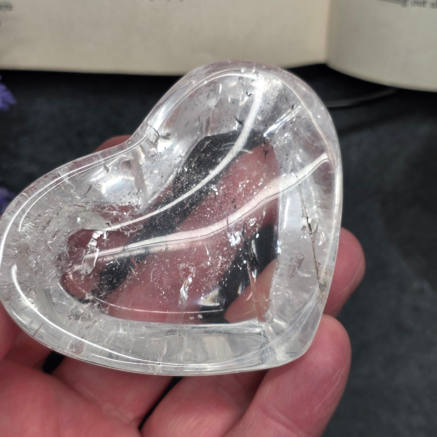 Clear Quartz Heart Bowl Carving | 1578