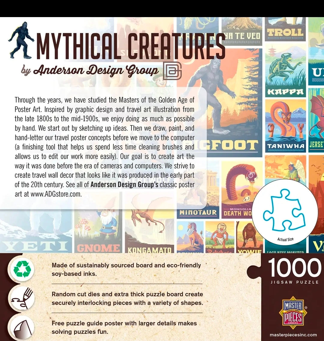 Vintage Posters - Mythical Creatures 1000 Piece Jigsaw Puzzle (NEW-SEALED) | 3265