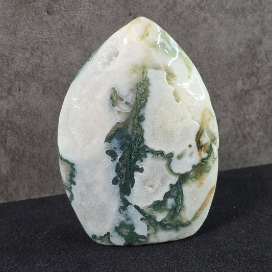 Moss Agate Flame Carving | 2113