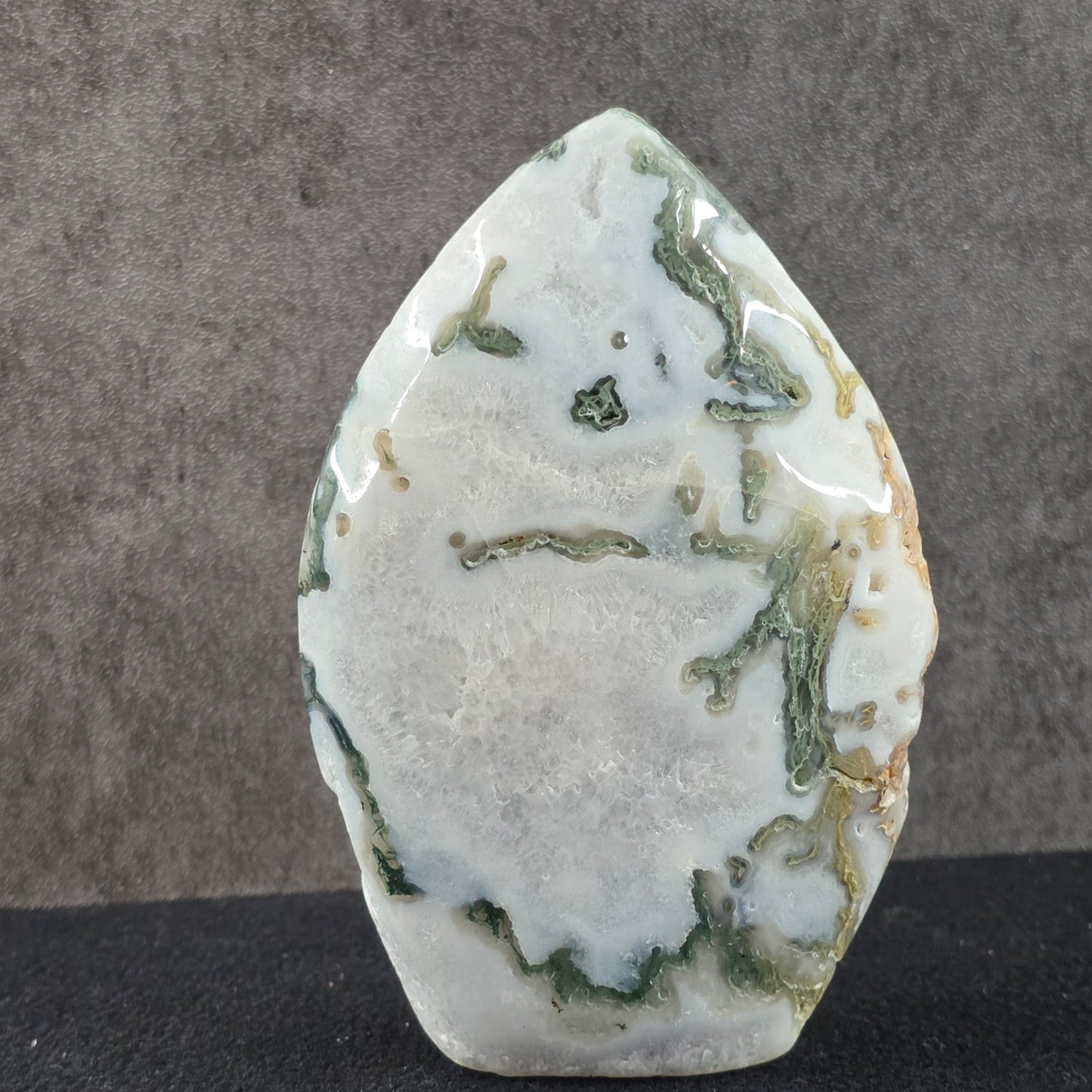 Moss Agate Flame Carving | 2118