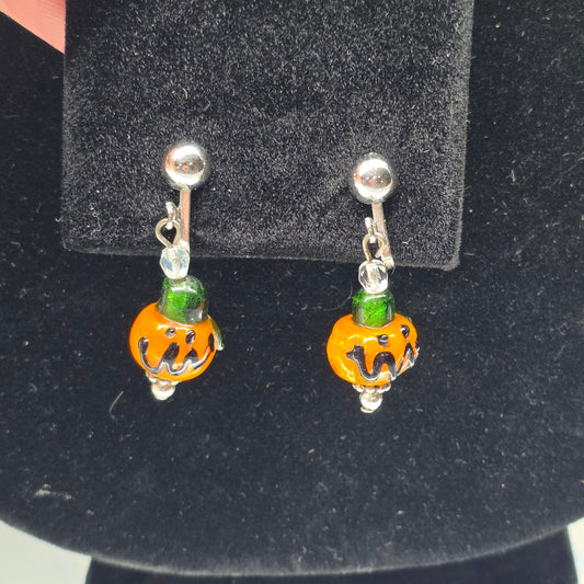 Vintage Pumpkin Clip-On Earrings (USED) | 3221