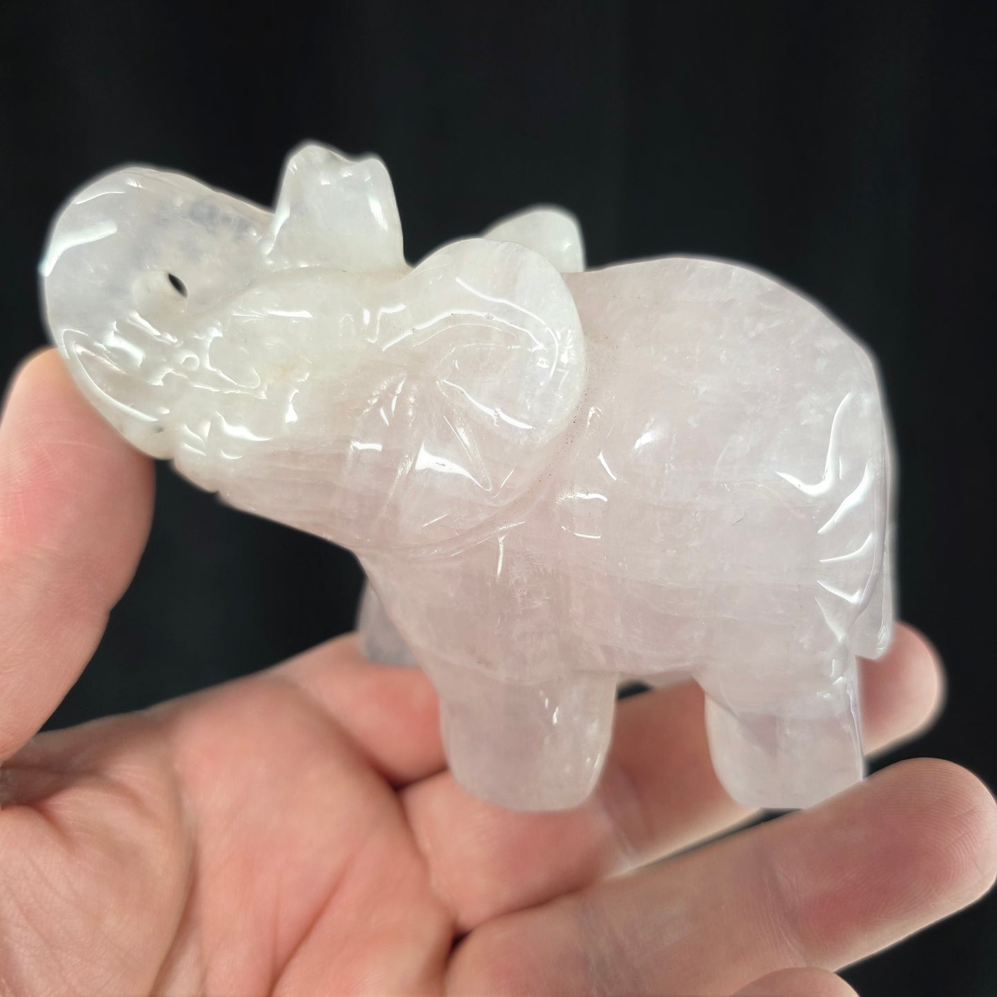 Rose Quartz Elephant Carving | 1430
