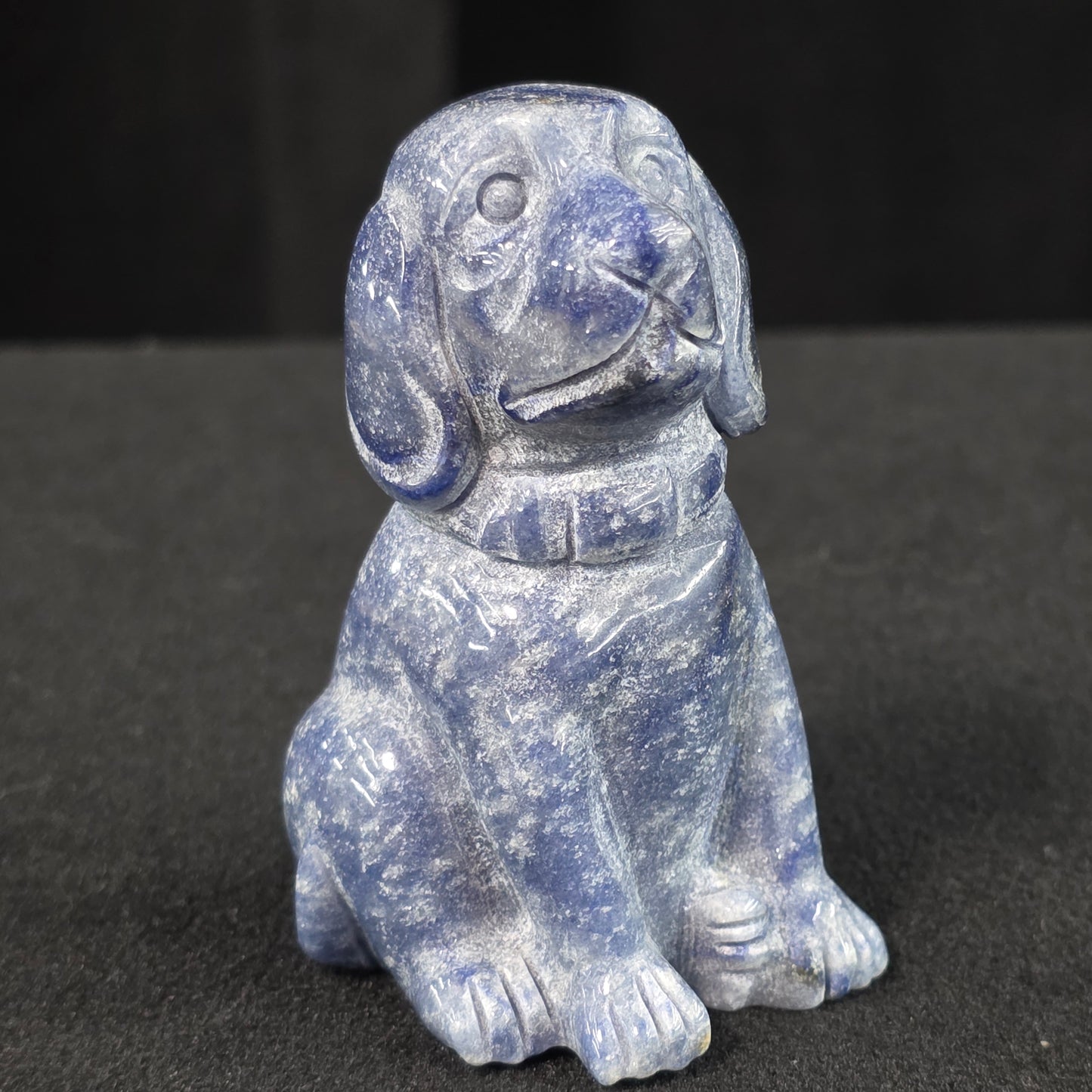 Blue Goldstone Dog Carving | 1087