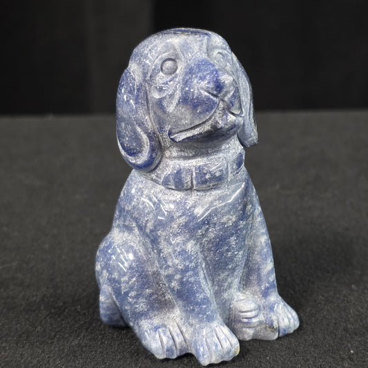 Blue Goldstone Dog Carving | 1087