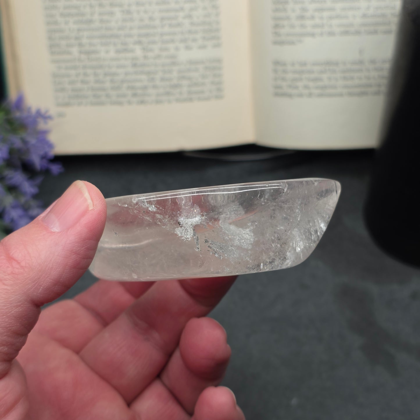Clear Quartz Moon Bowl Carving | 1583