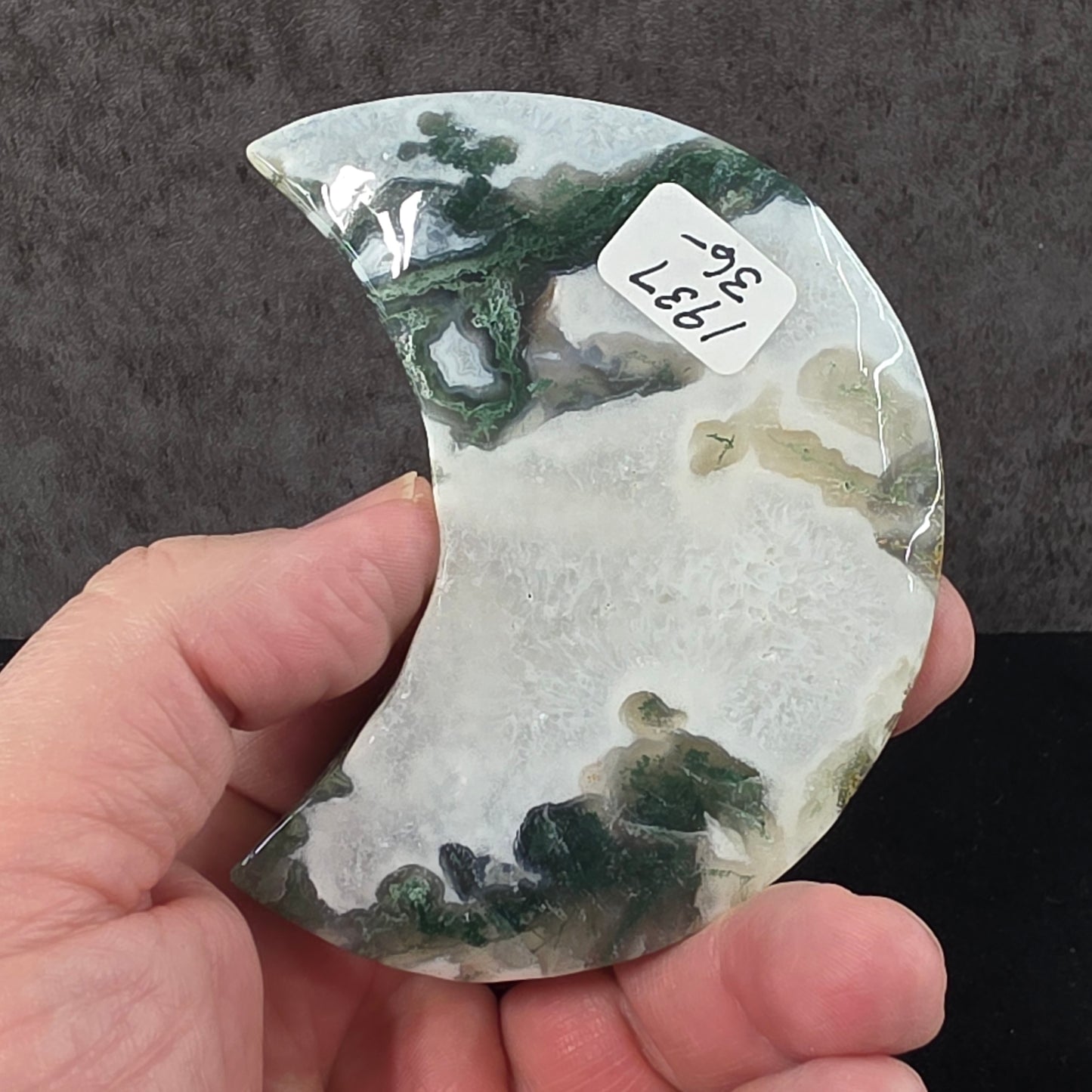 Moss Agate Moon Carving | 1937