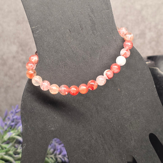 Fire Quartz Bead Bracelet 6.25"-16cm | 3050