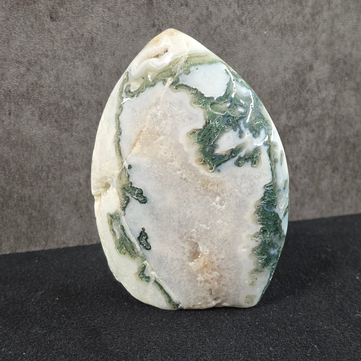 Moss Agate Flame Carving | 2113