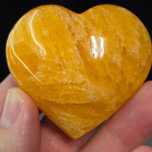 Mango Calcite Heart Carving | 1137