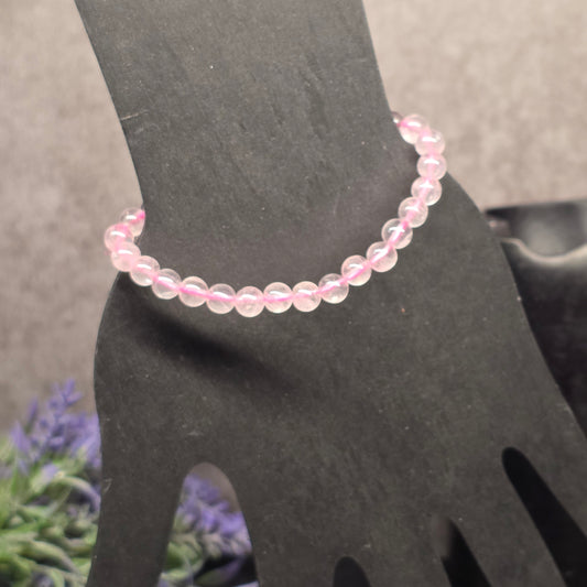 Ice Rose Quartz Bead Bracelet 6.25"-16cm | 3051