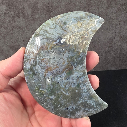 Moss Agate Moon Carving | 1932