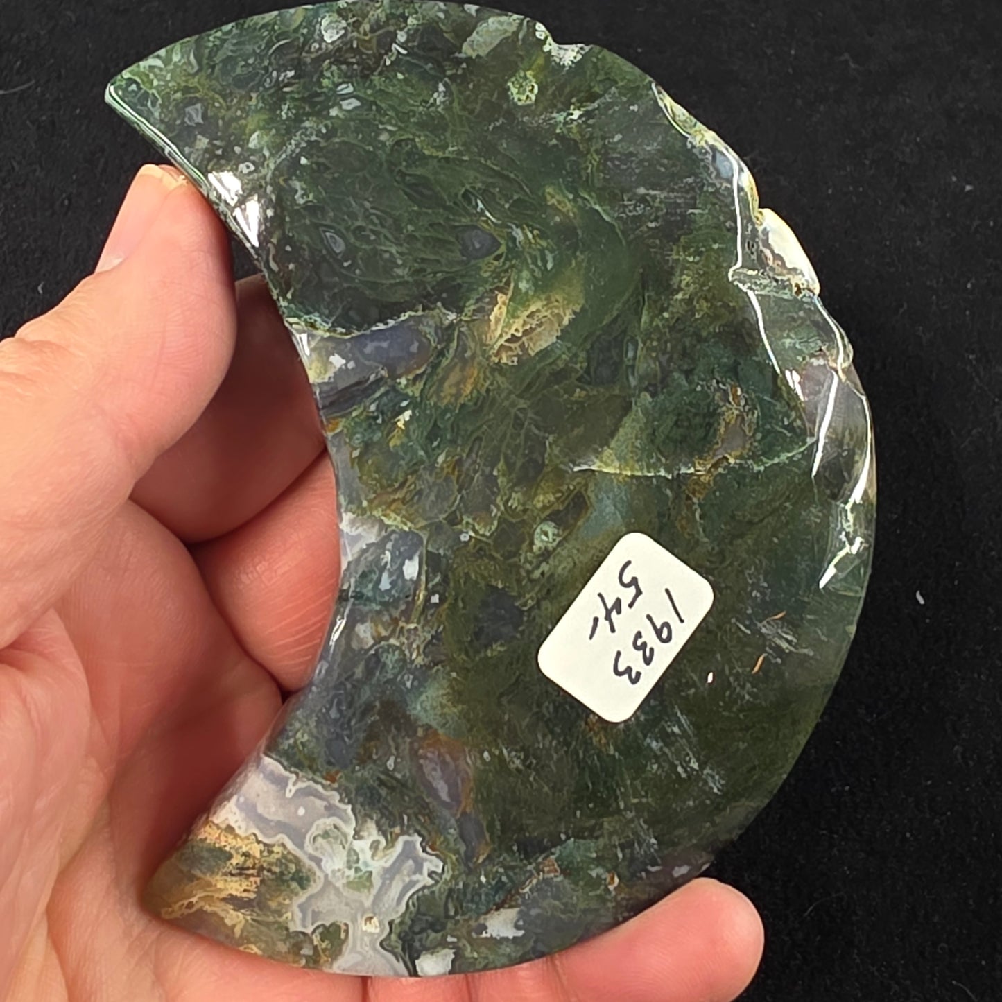 Moss Agate Moon Carving | 1933