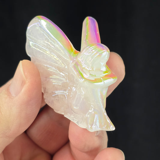 Rose Quartz Aura Fairy Carving | 2965
