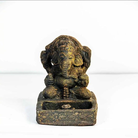 Volcanic Stone Incense Holder Ganesha w/ Lotus (NEW-OPEN) | 3631