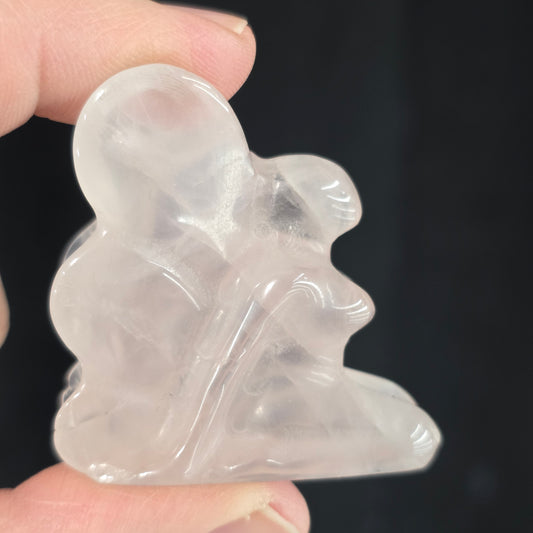 Rose Quartz Kneeling Fairy Carving | 2966