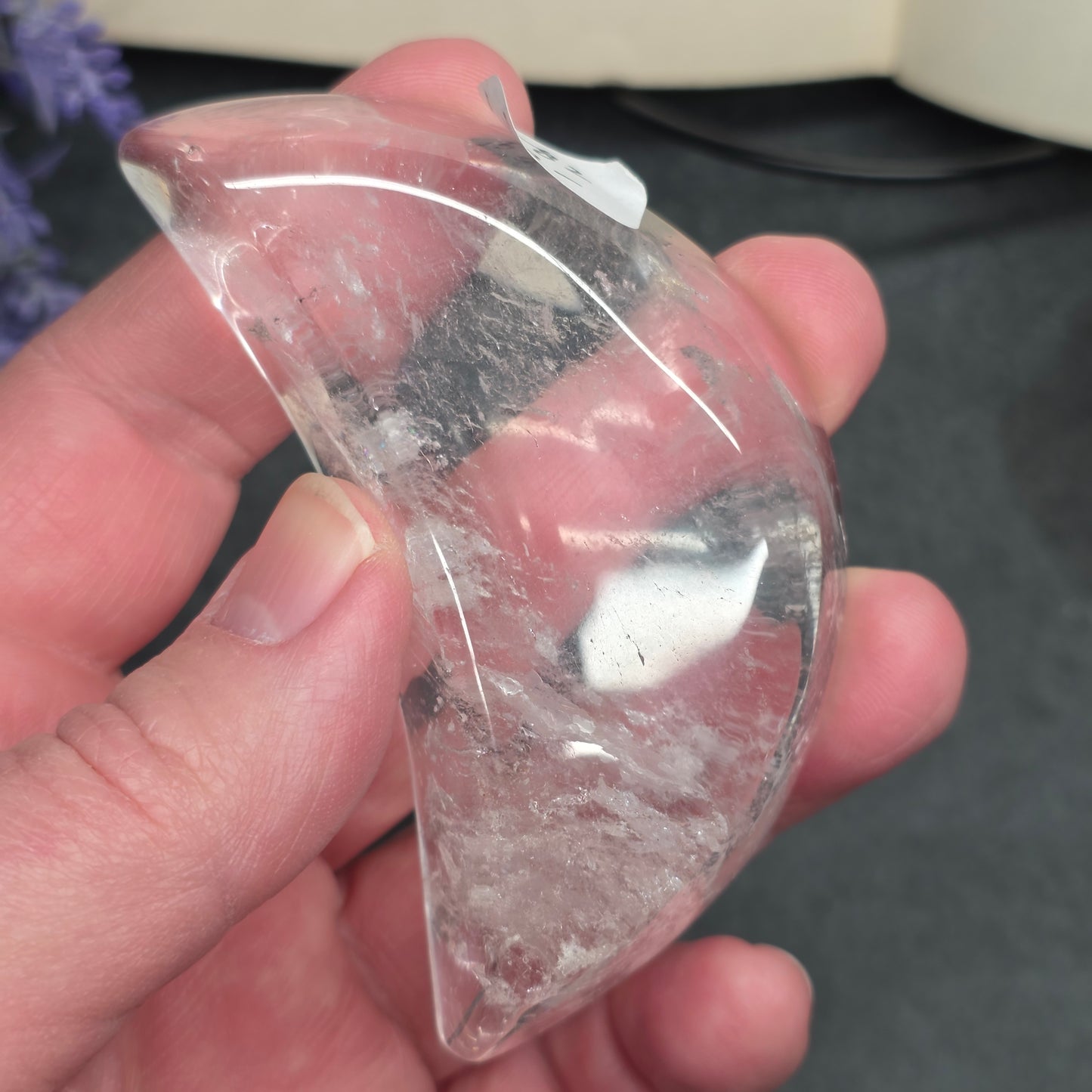 Clear Quartz Moon Bowl Carving | 1582