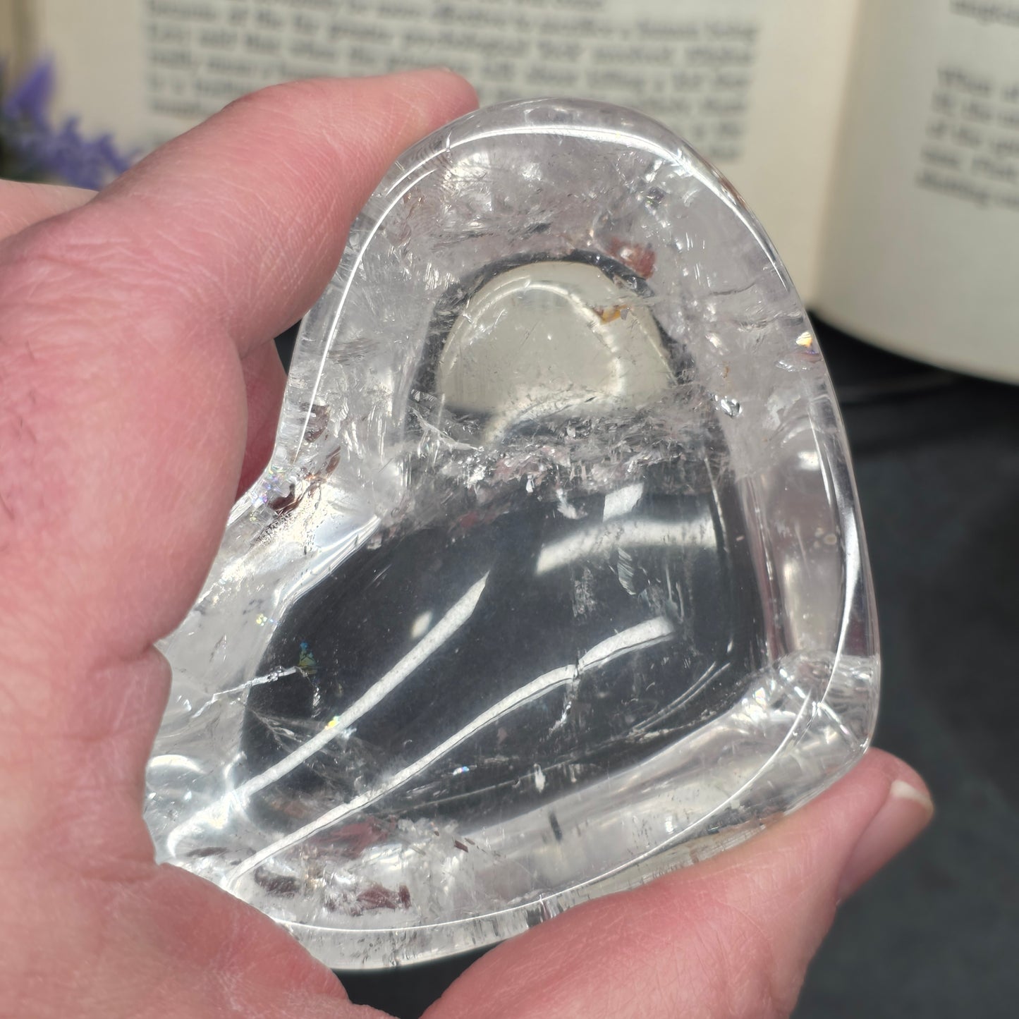 Clear Quartz Heart Bowl Carving | 1579