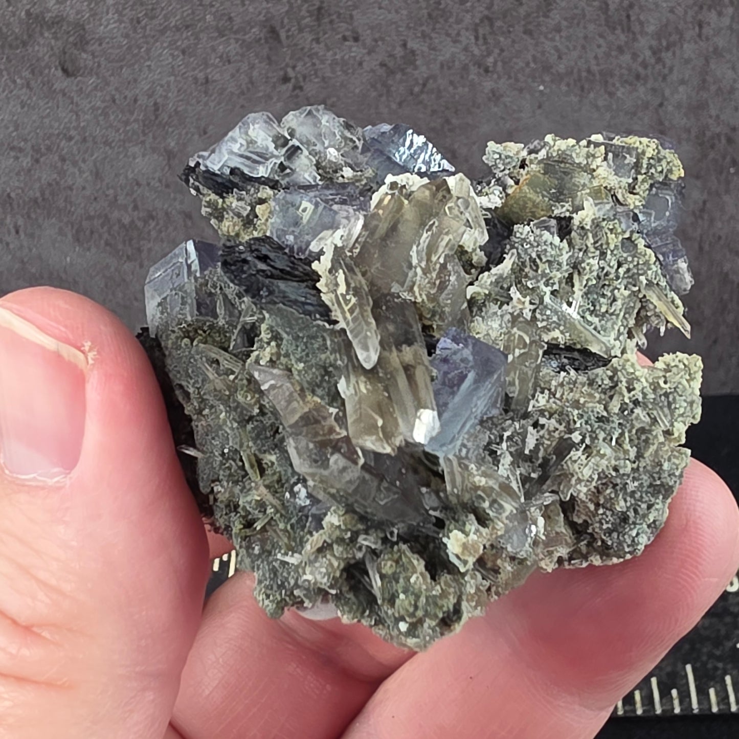 Purple Fluorite w/ Quartz and Black Tourmaline Specimen | 3062