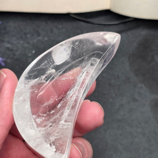 Clear Quartz Moon Bowl Carving | 1582