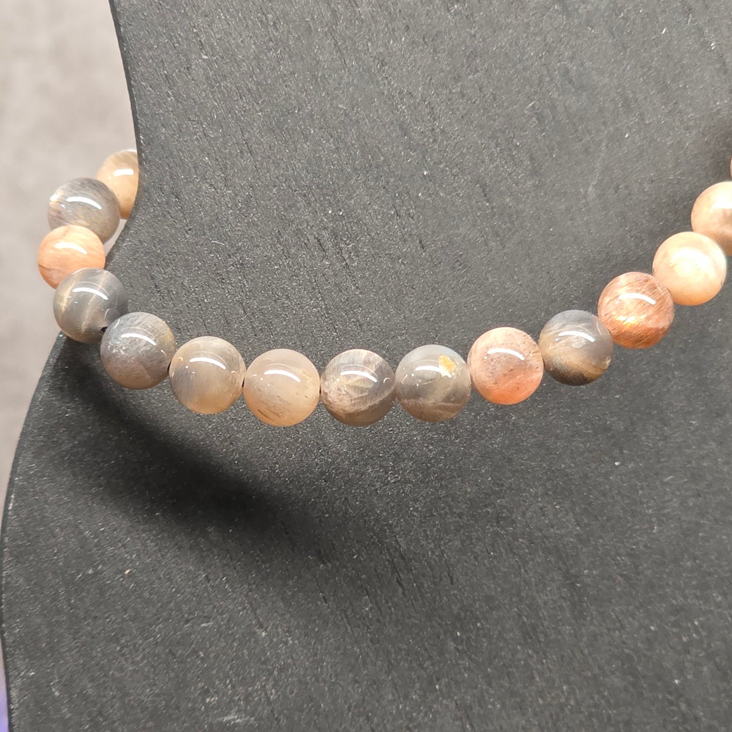 Black Moonstone Bead Bracelet 6.5"-16cm | 2810