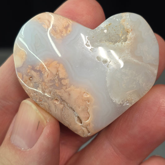 Cotton Candy Agate Heart Carving | 2038