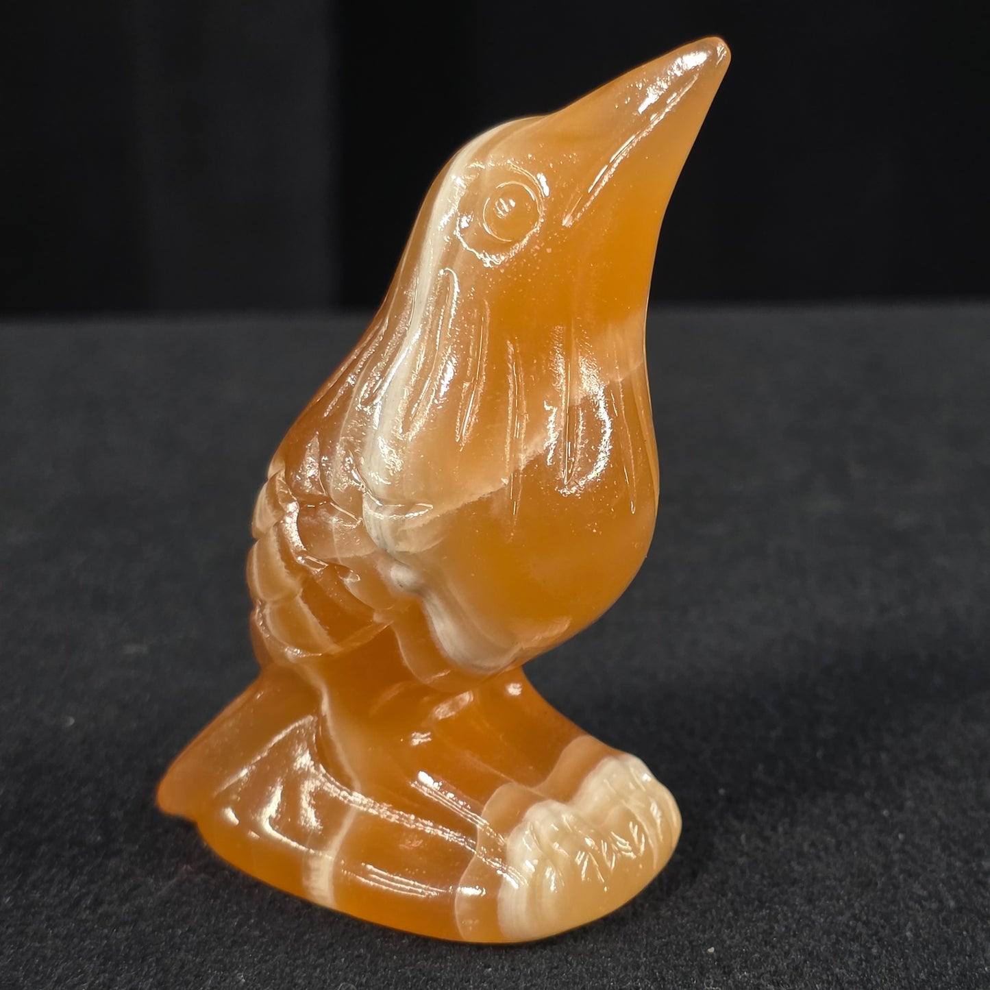 Orange Calcite Raven Carving | 1092