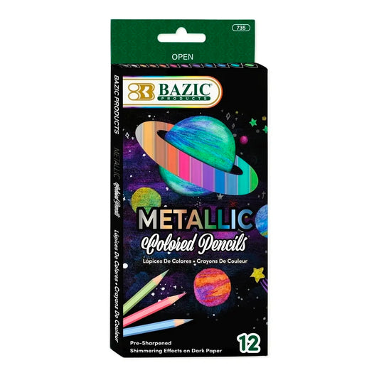 Metallic Colored Pencils, 12 Colors, Pre-Sharpened (NEW-SEALED) | 3637