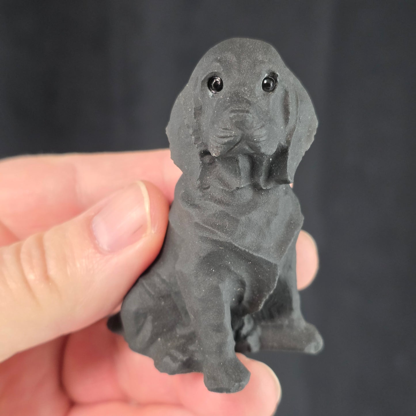 Black Obsidian Dog Carving | 1085