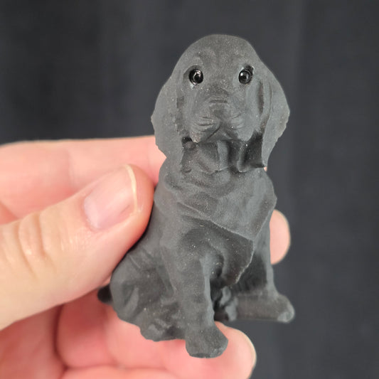 Black Obsidian Dog Carving | 1085