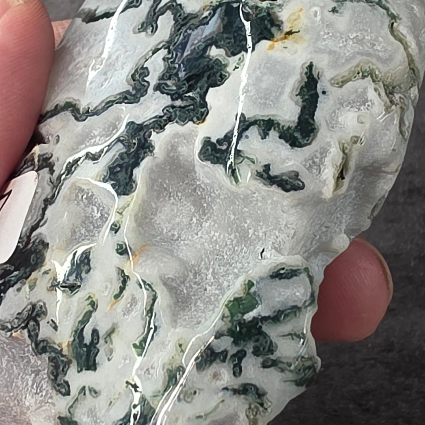 Moss Agate Flame Carving (discounted) | 2117
